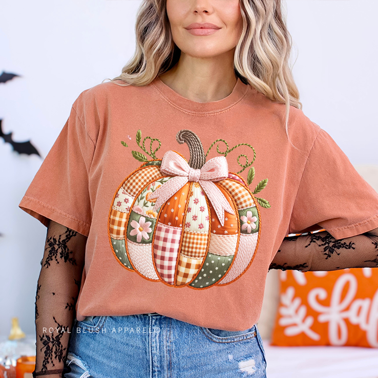 Quilted Pumpkin Full Color Transfer