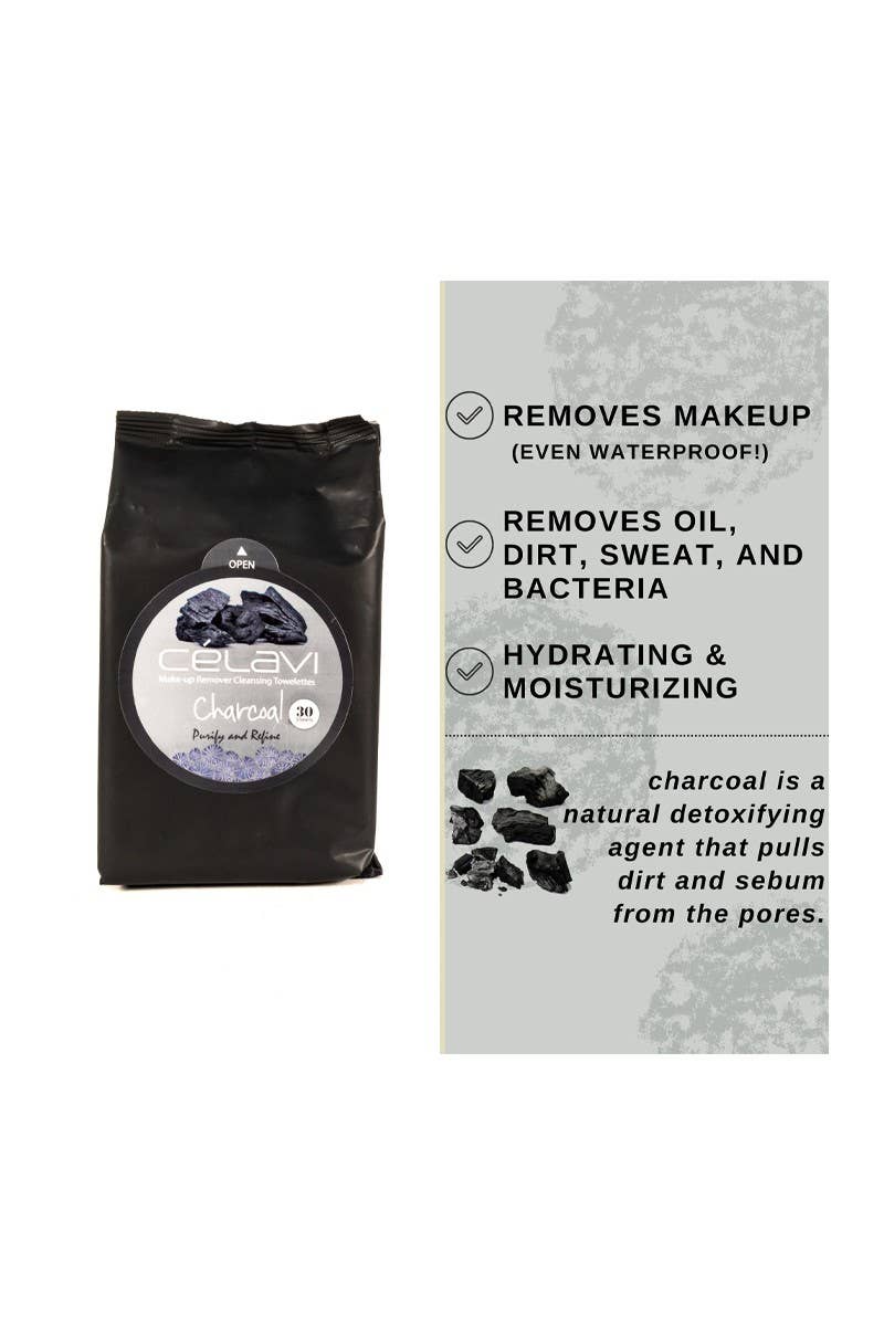 Celavi MT010 Charcoal Makeup Cleansing Towelette (1pc) 30 wipes