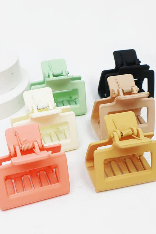 24-Pcs Small Matt Cut Out Rectangle Hair Claw