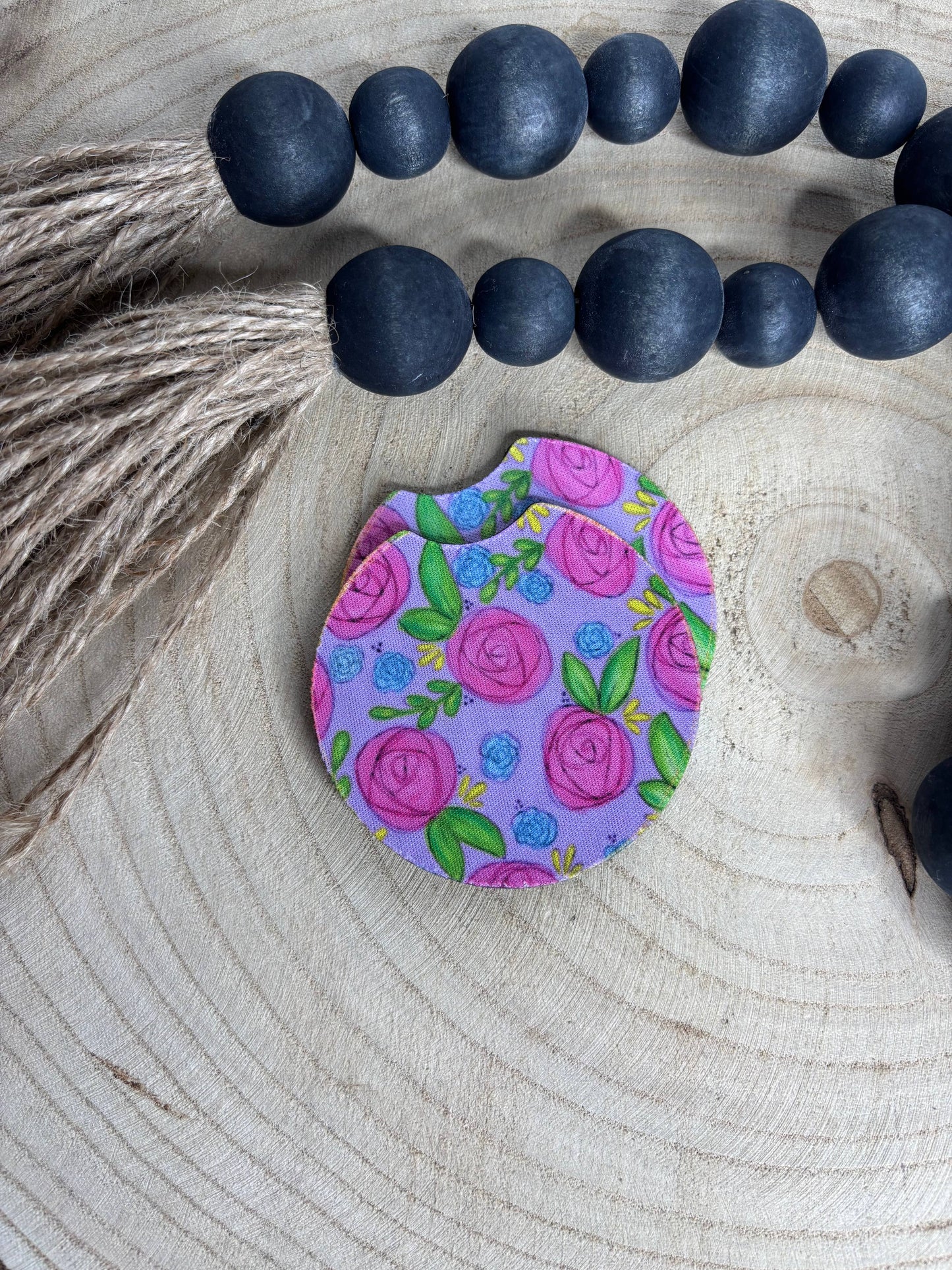 Purple Flower Car Coasters 