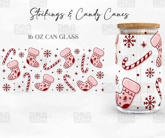 Stockings & Candy Canes Wrap UV DTF Sticker