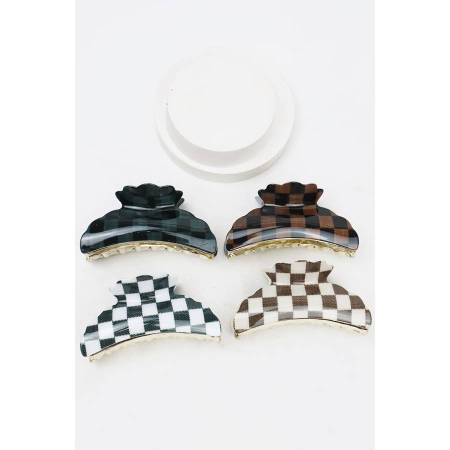 Checker Printed Hair Clip