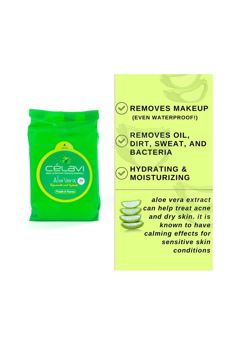 Celavi MT001 Aloe Vera Makeup Cleansing Towelette - 6pc