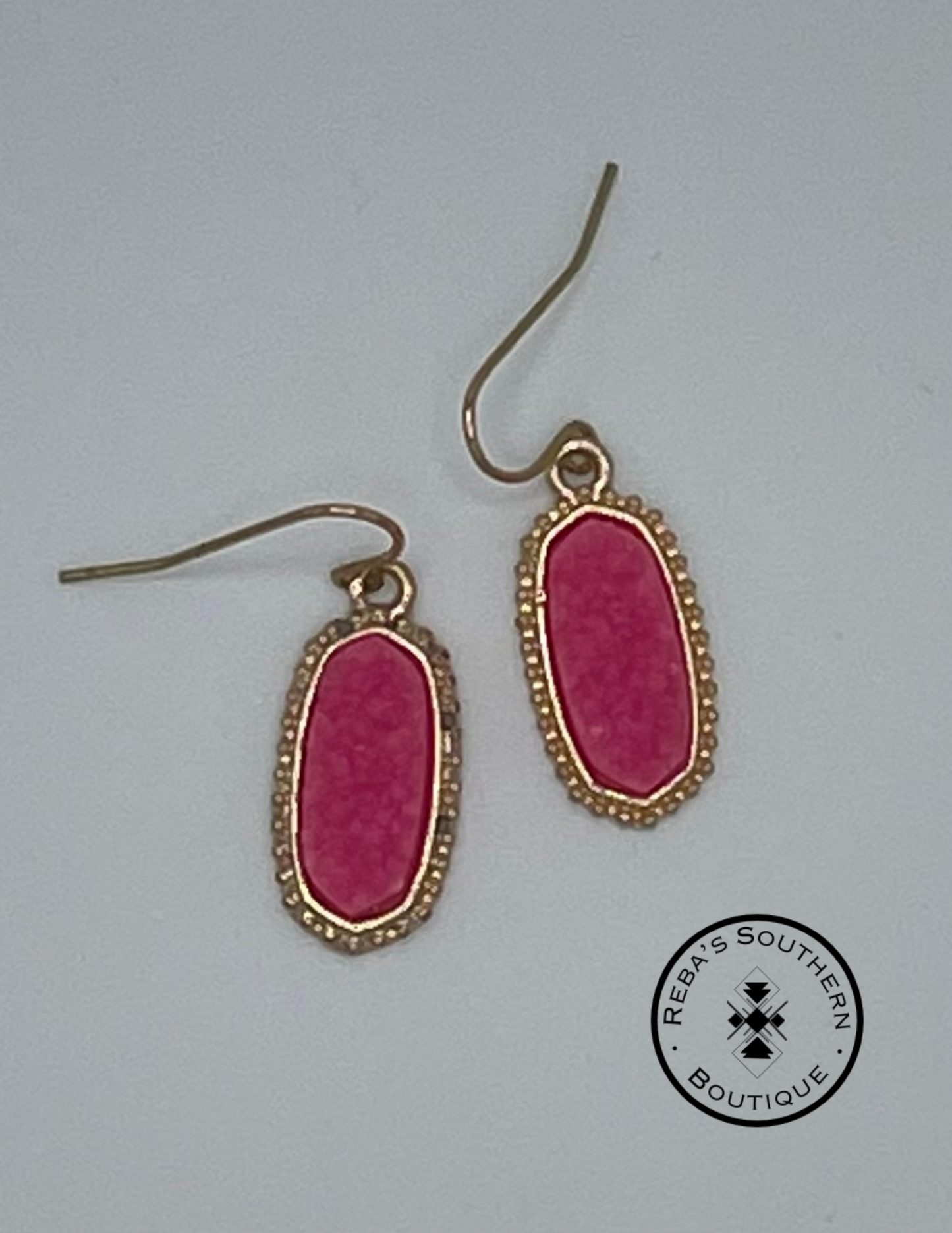 Pink sparkly stone fishhook earrings