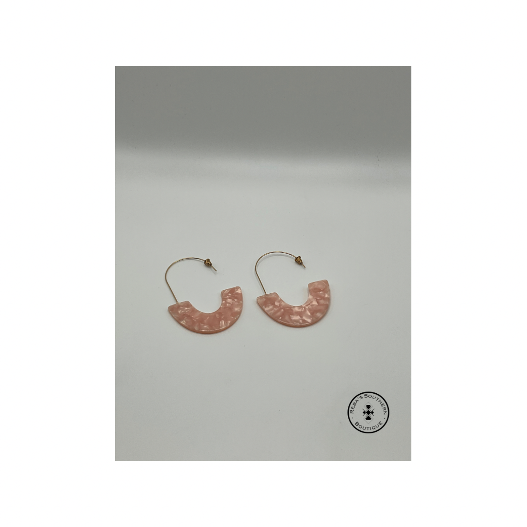 (Discounted) Flat pink dangly earrings