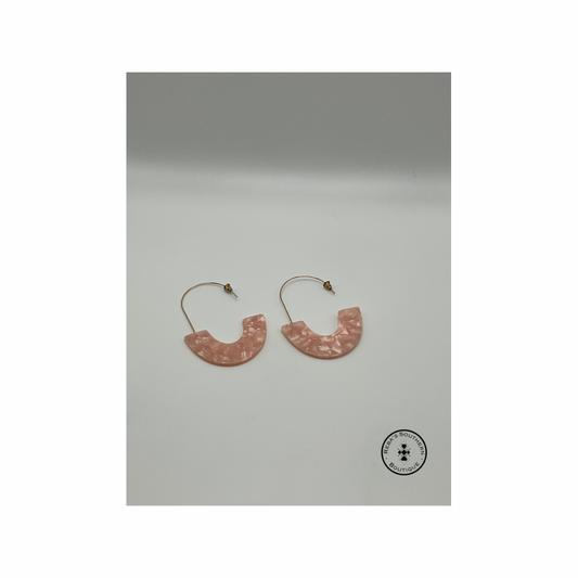 (Discounted) Flat pink dangly earrings