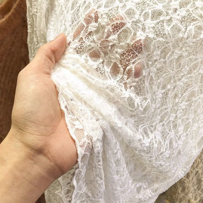 Textured Floral Lace Sheer Mesh see through Layering Top