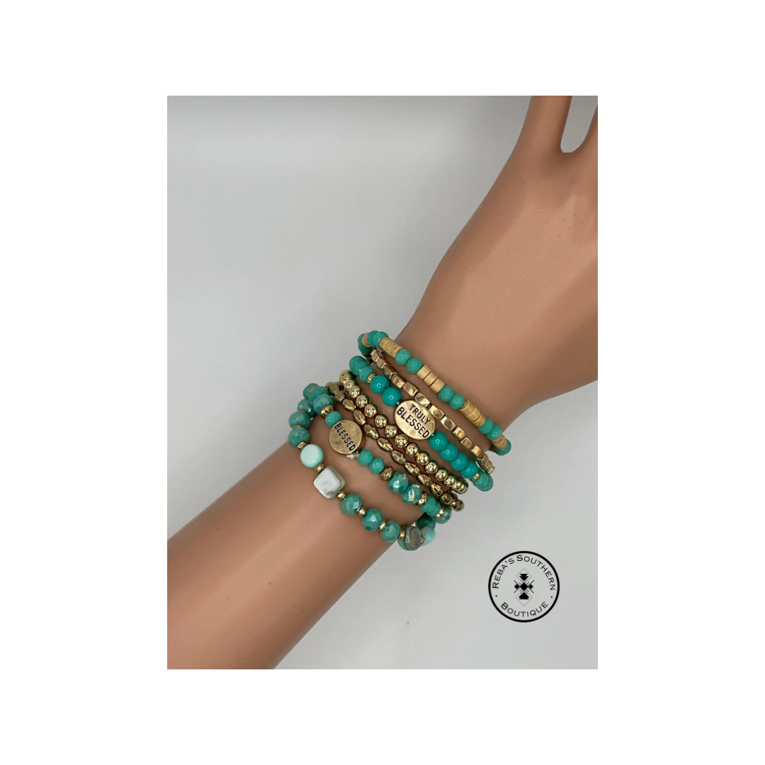 Truly Blessed and faith turquoise bracelet