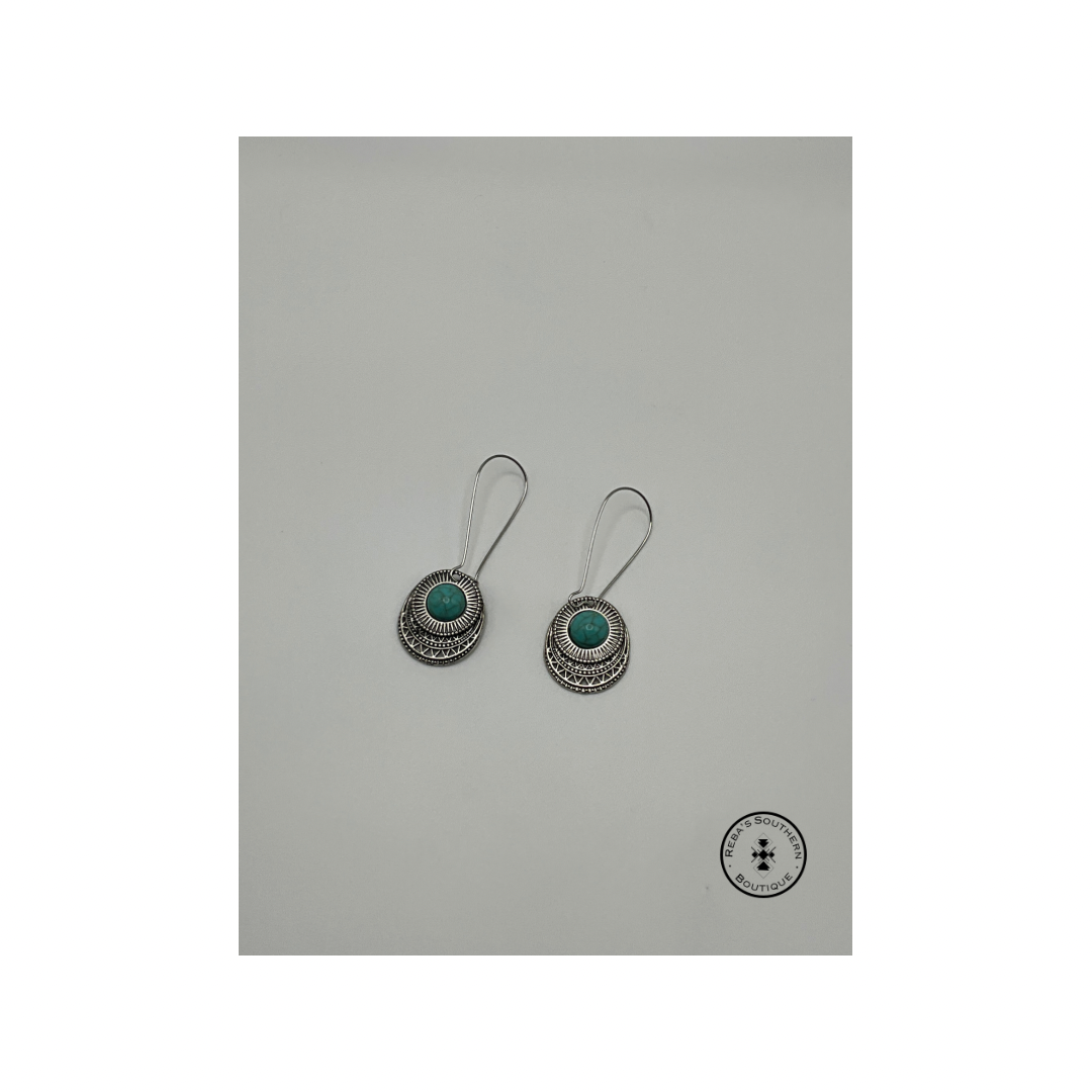 (Discounted) Turquoise disc design earrings