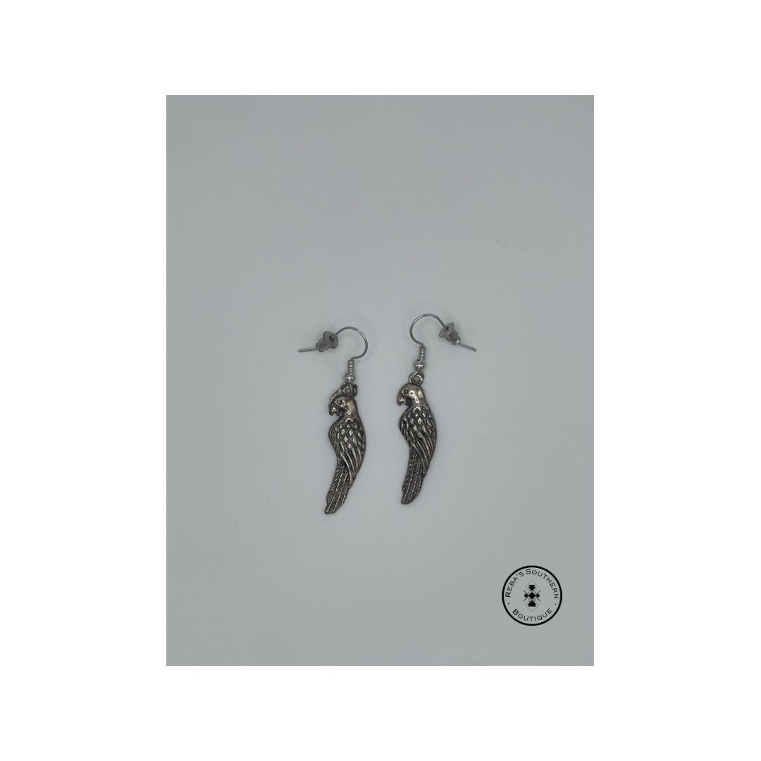 (Discounted) Silver parrots fishhook earrings