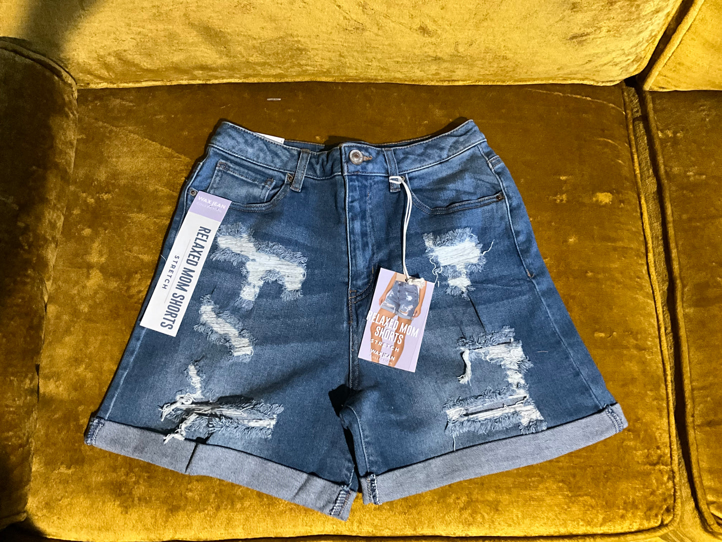 Wax jean collection mom cut cuffed denim shorts