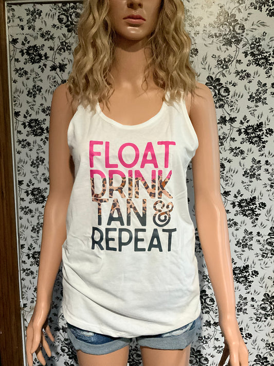 Float drink tan repeat tank top