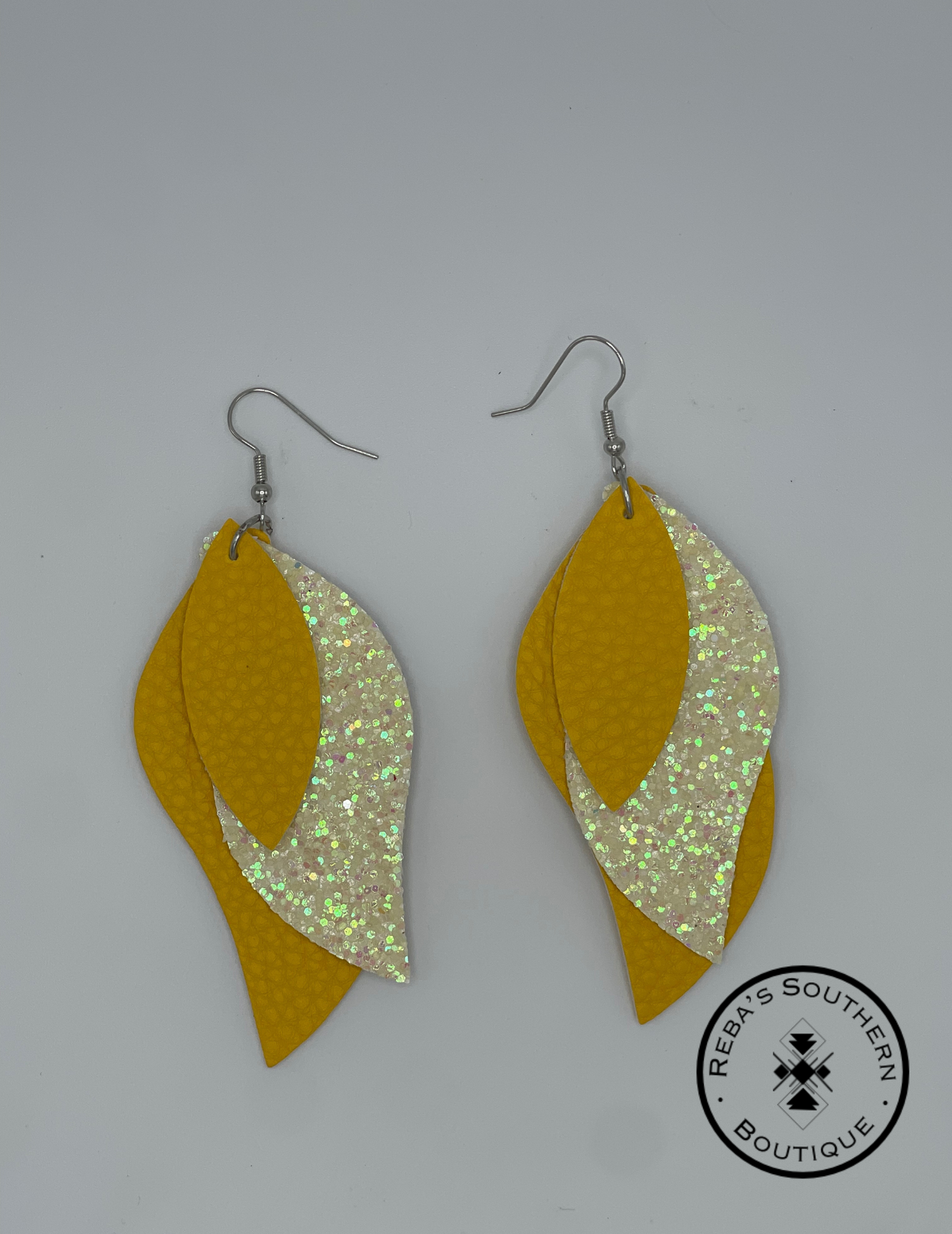 Yellow 3 layered fishhook earrings