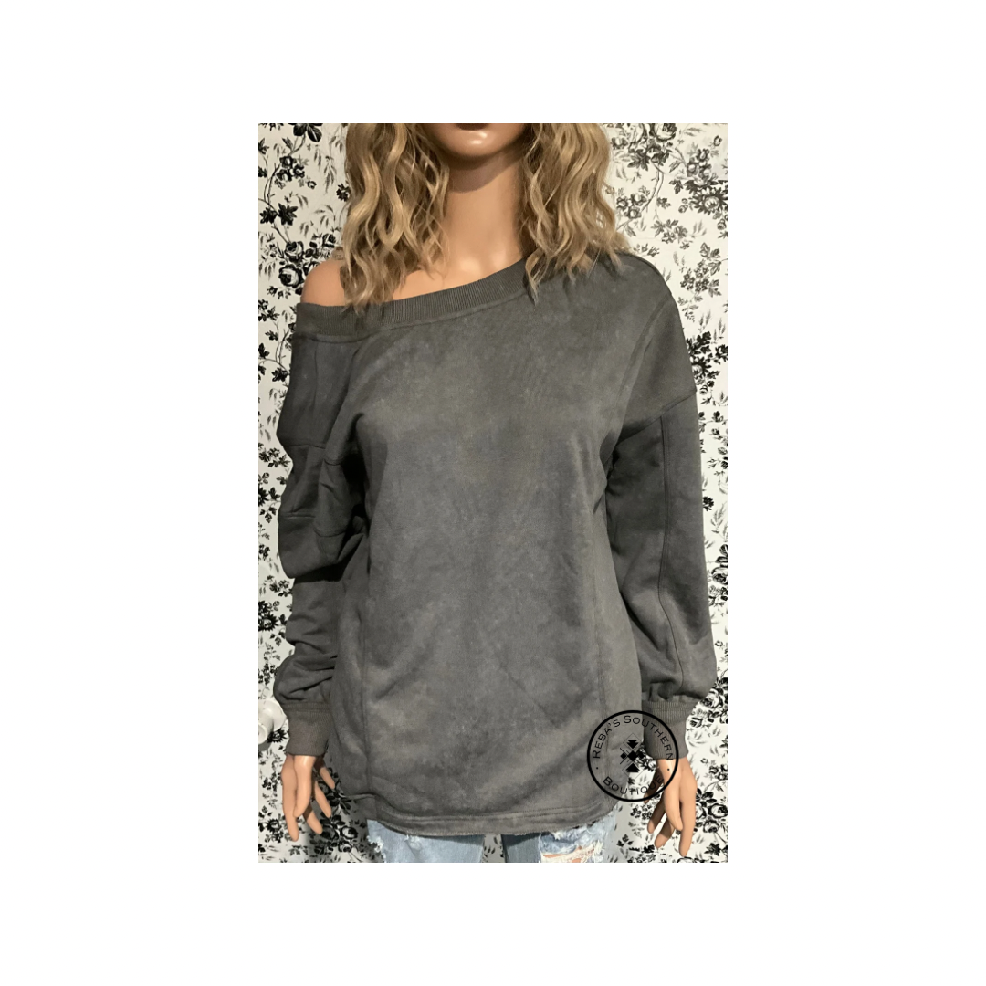 Grey exposed seam twist open back oversized sweatshirt