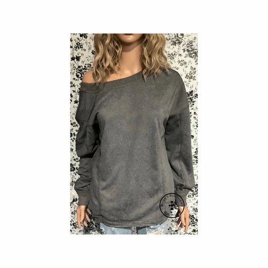 Grey exposed seam twist open back oversized sweatshirt