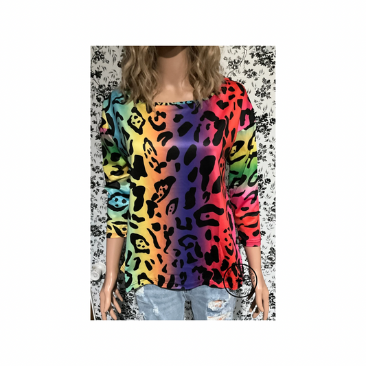 Colorful leopard gradient loose blouse