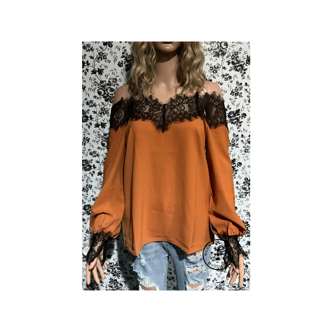 Lace cold shoulder blouse