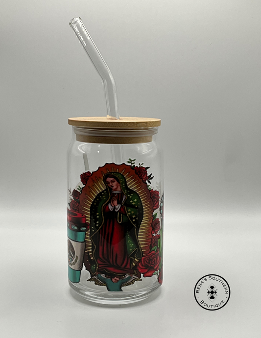 Virgin Mary uvdtf glass cup