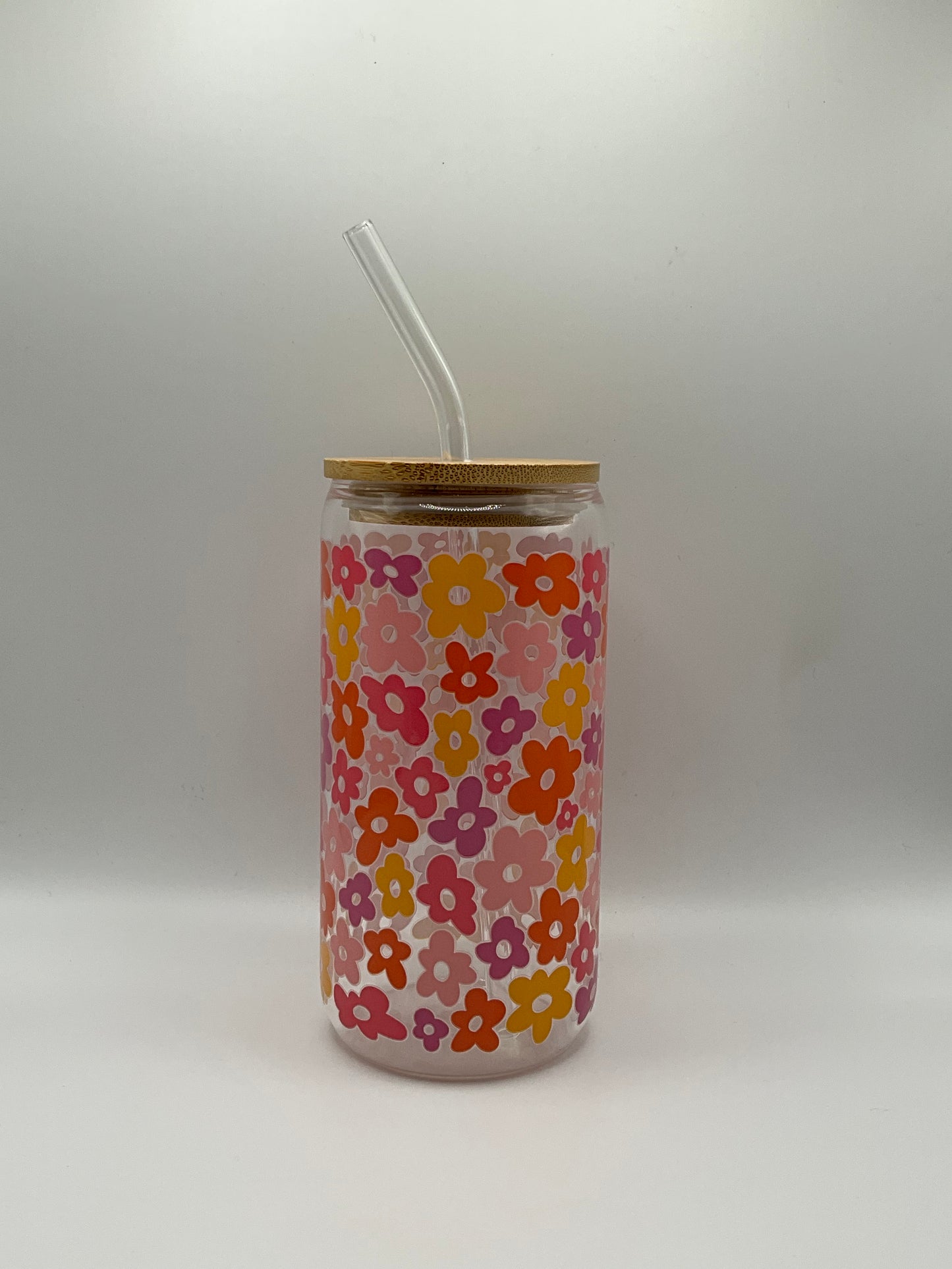 Flower wrapped glass cup