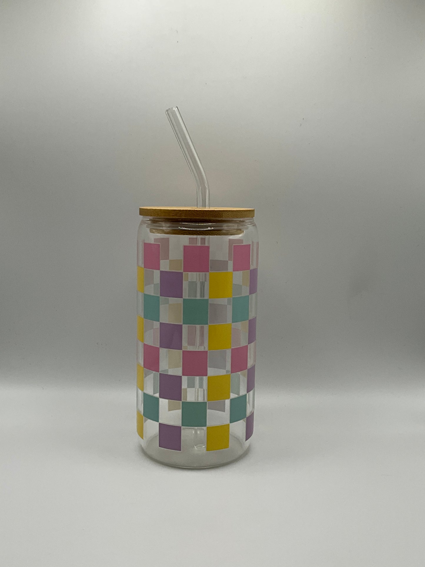 Square wrapped multi color glass cup