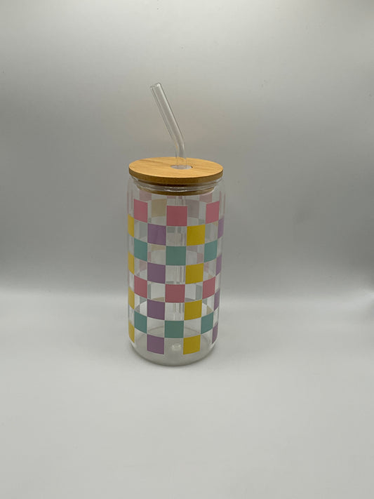 Square wrapped multi color glass cup