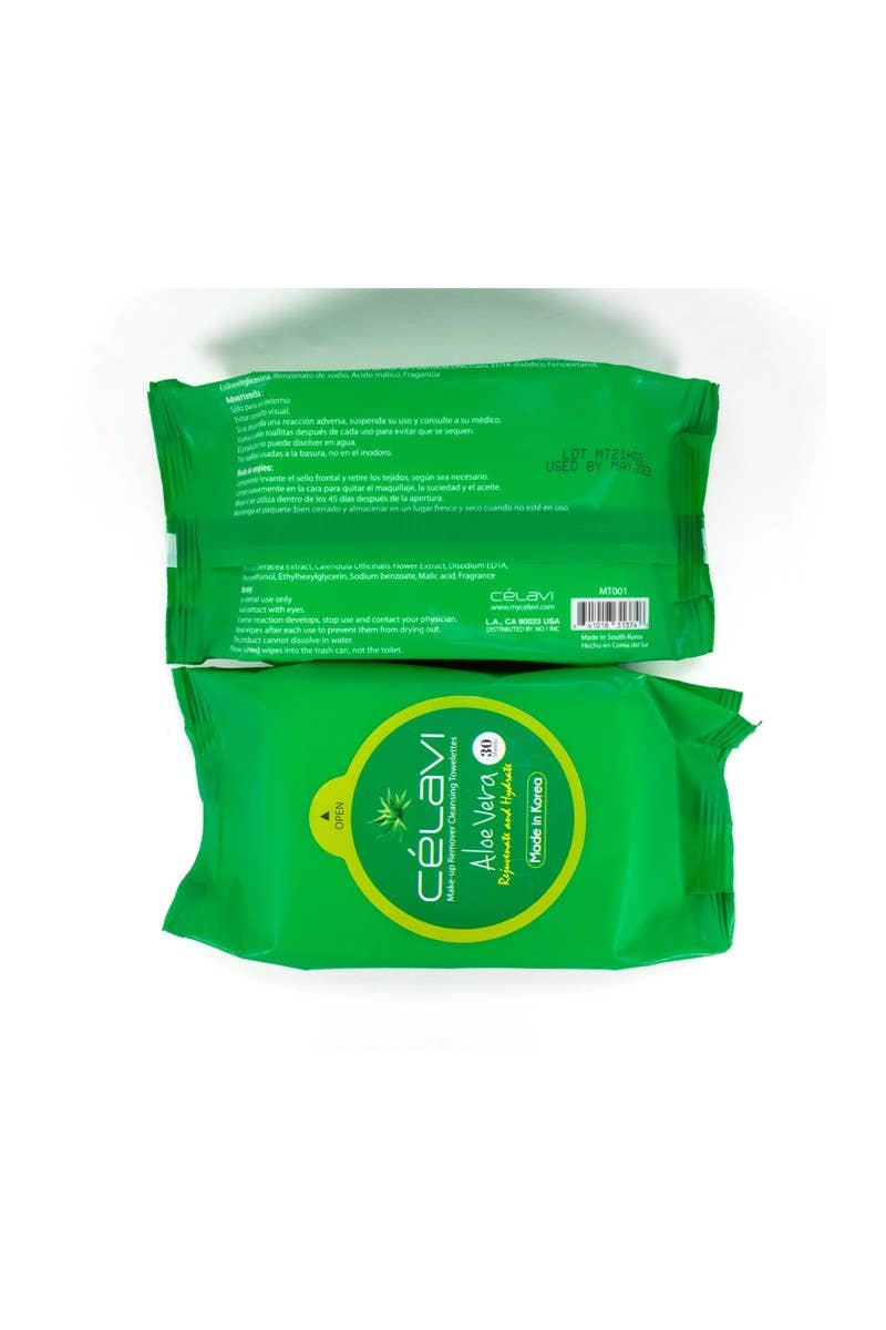 Celavi MT001 Aloe Vera Makeup Cleansing Towelette - 6pc