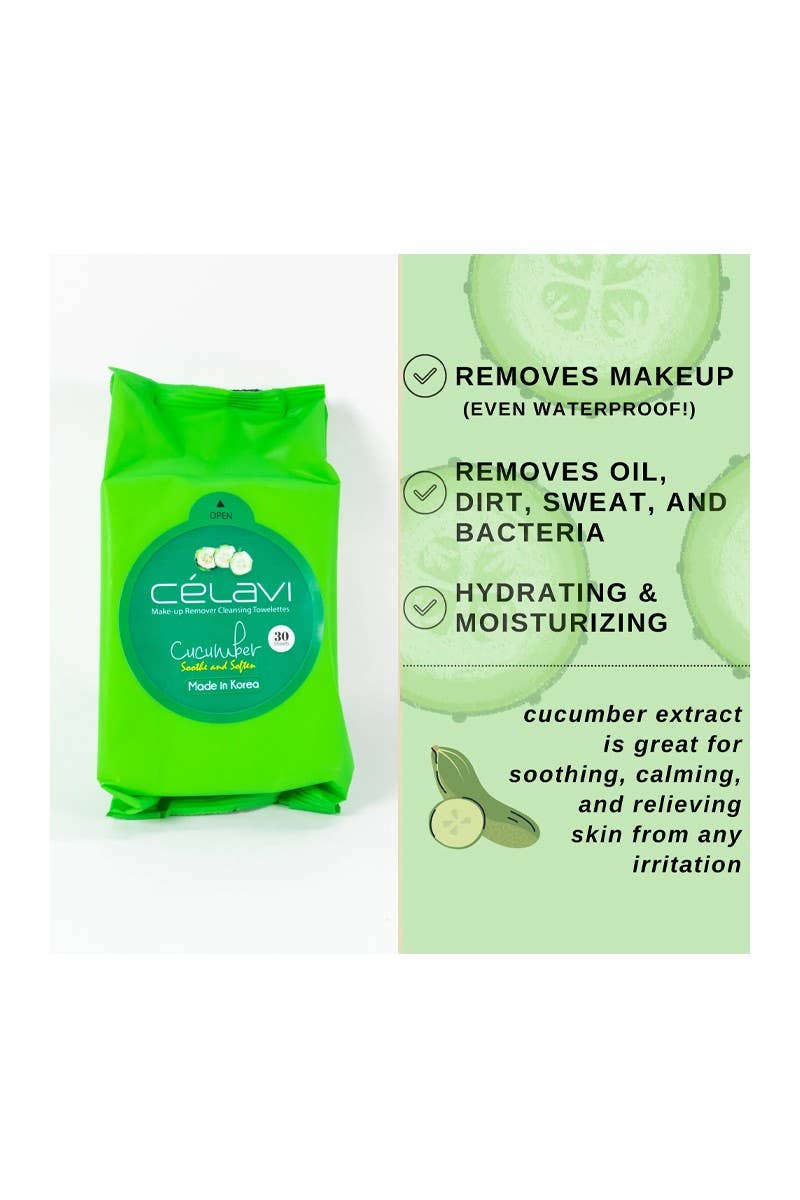 Celavi MT004 Cucumber Makeup Cleansing Towelette - 6pc