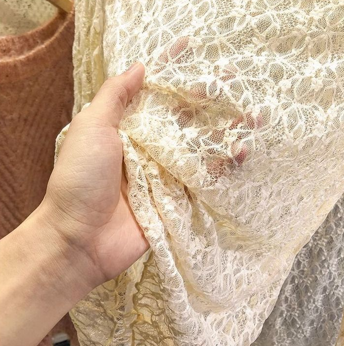 Textured Floral Lace Sheer Mesh see through Layering Top