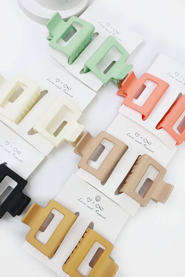 24-Pcs Small Matt Cut Out Rectangle Hair Claw