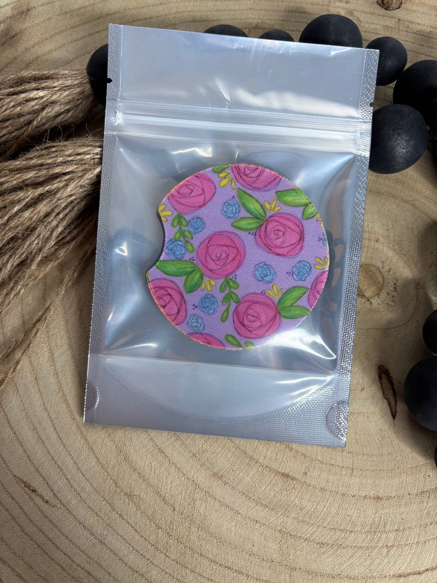 Purple Flower Car Coasters 