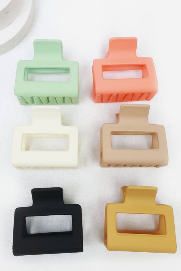 24-Pcs Small Matt Cut Out Rectangle Hair Claw