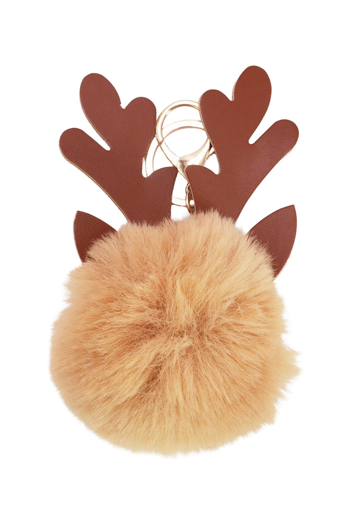 Christmas Reindeer Nose Fuzzy Pom Pom Key Chain