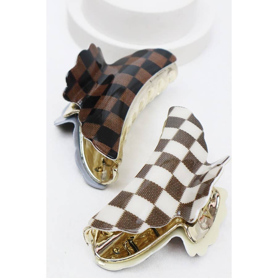 Checker Printed Hair Clip