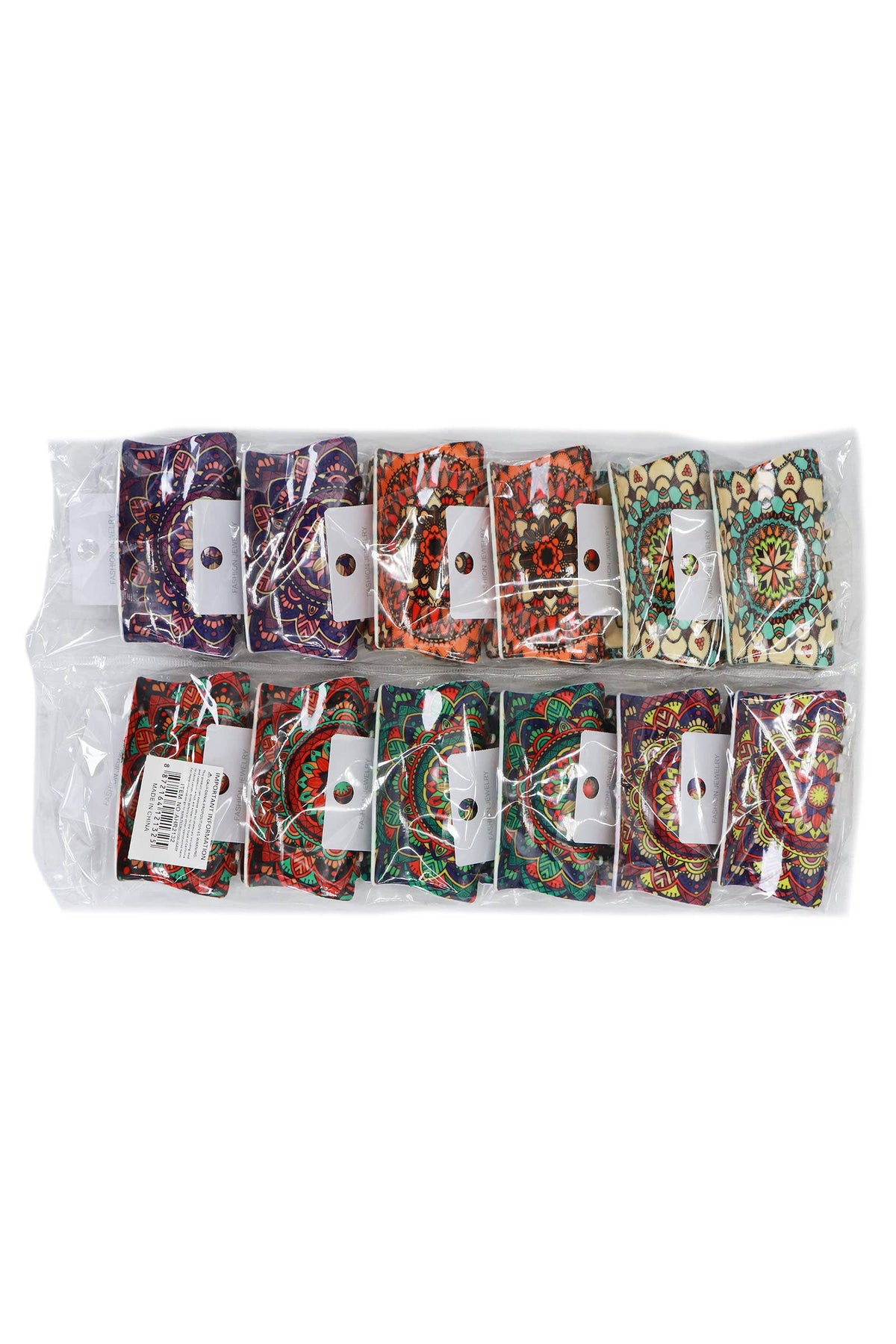 Boho Mandala Glossy Rectangular Hair Claw