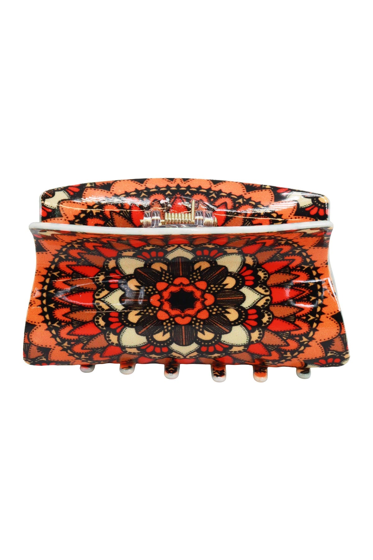 Boho Mandala Glossy Rectangular Hair Claw
