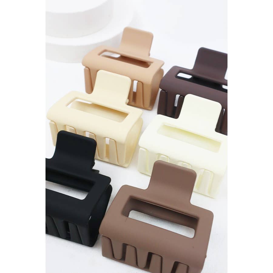Neutral Tone Matte Color Rectangle Medium Hair Clip