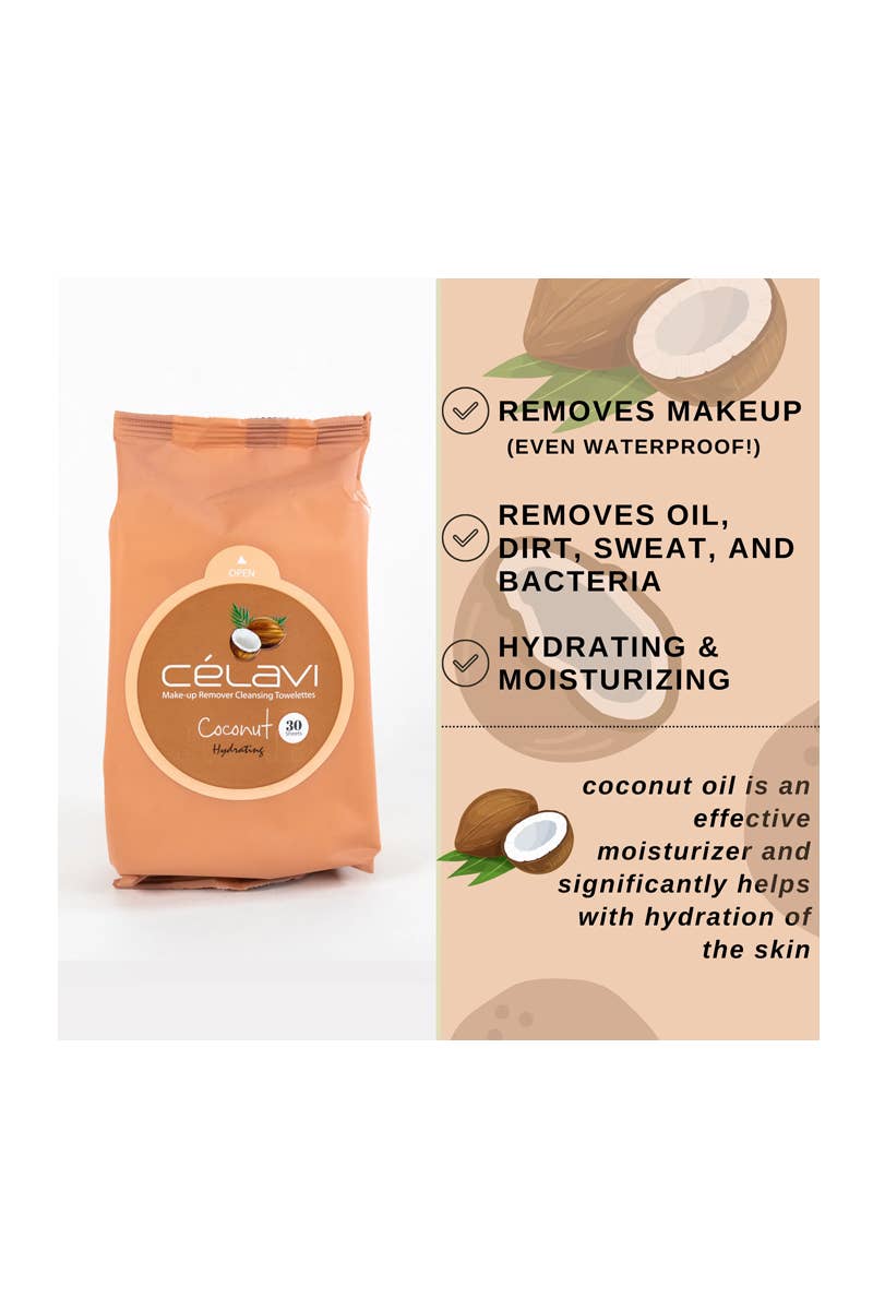 Celavi MT015 Coconut Makeup Cleansing Towelette - 6pc
