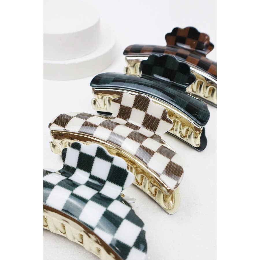 Checker Printed Hair Clip