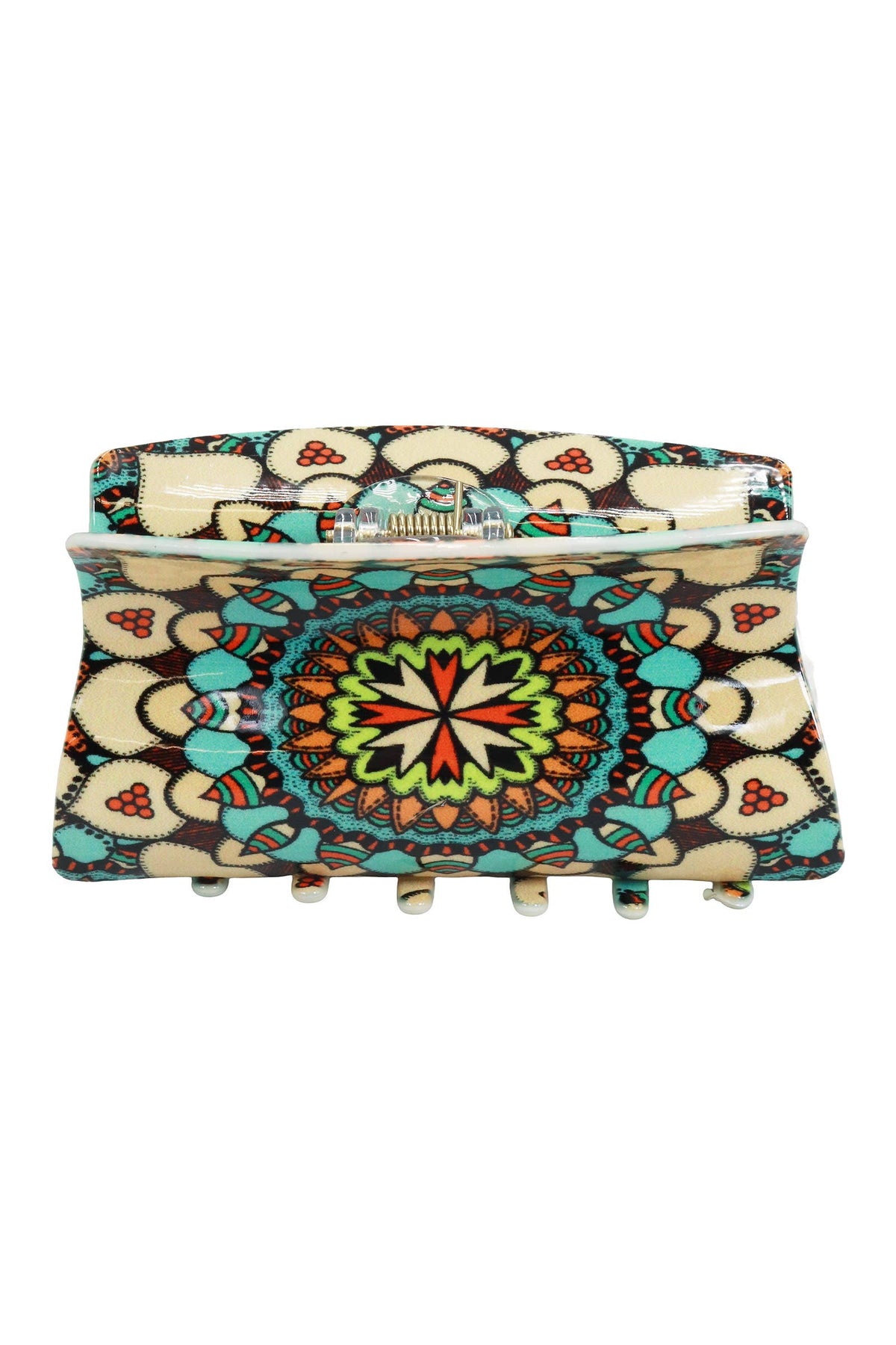 Boho Mandala Glossy Rectangular Hair Claw