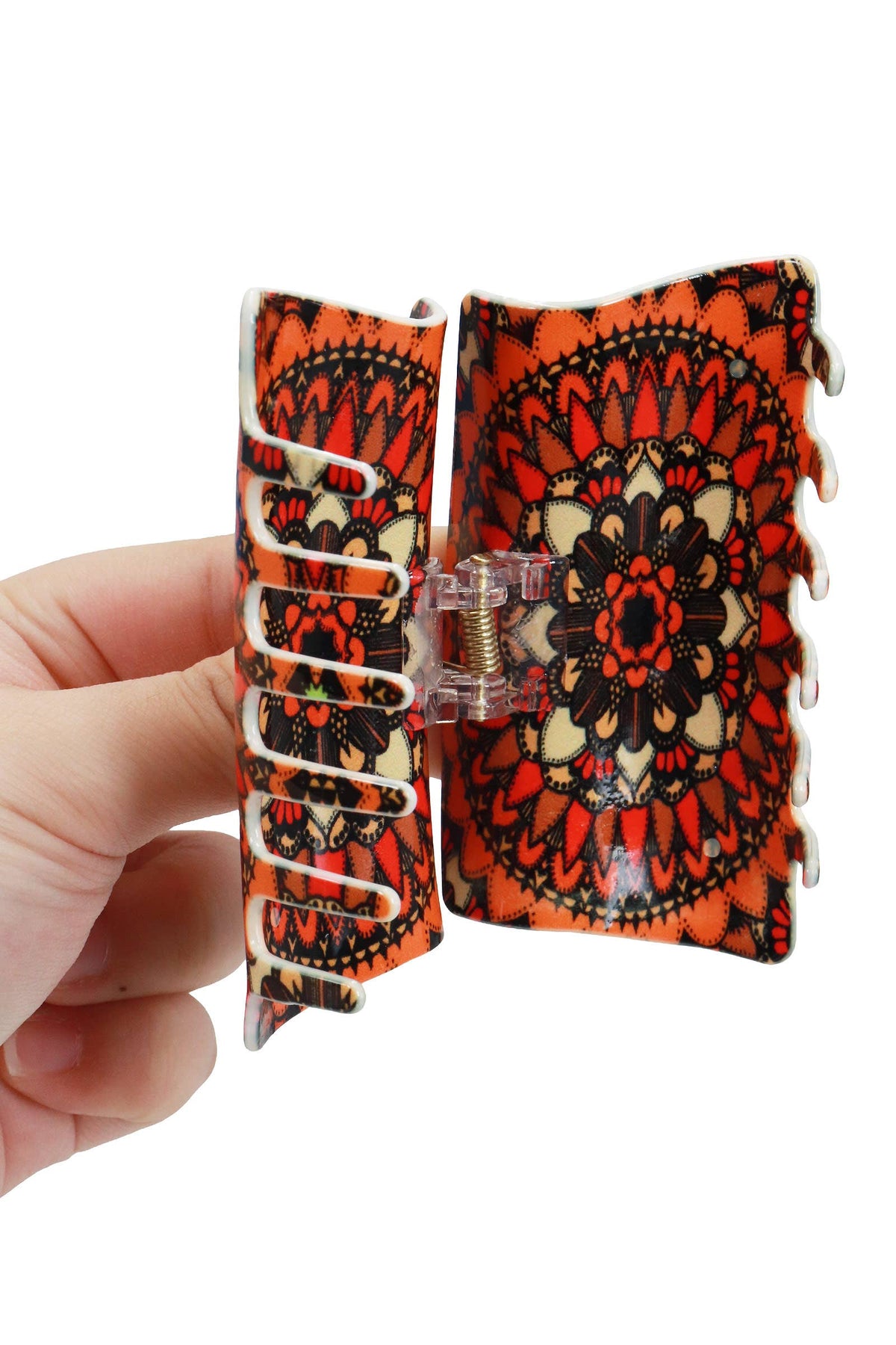 Boho Mandala Glossy Rectangular Hair Claw