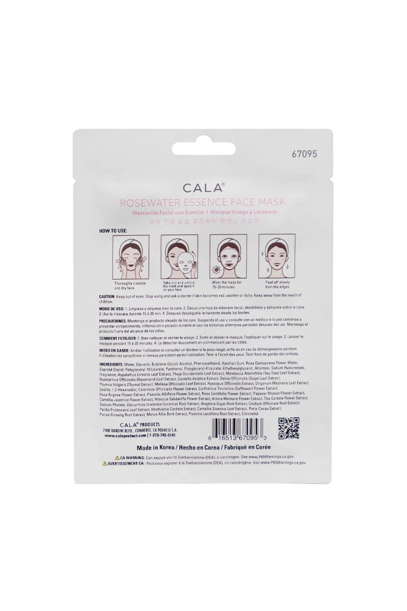 CALA 67095 Rosewater Hydrating Facial Mask Sheet - 12pcs