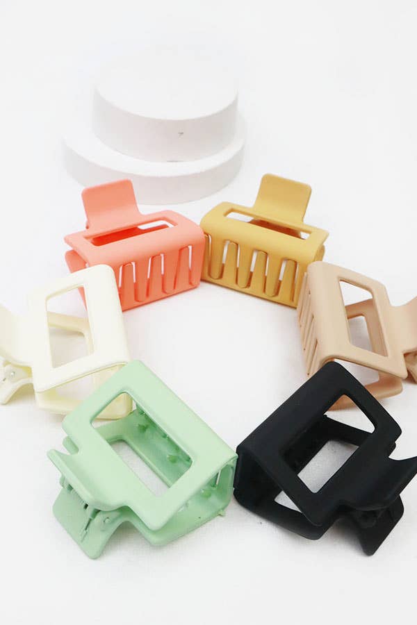 24-Pcs Small Matt Cut Out Rectangle Hair Claw