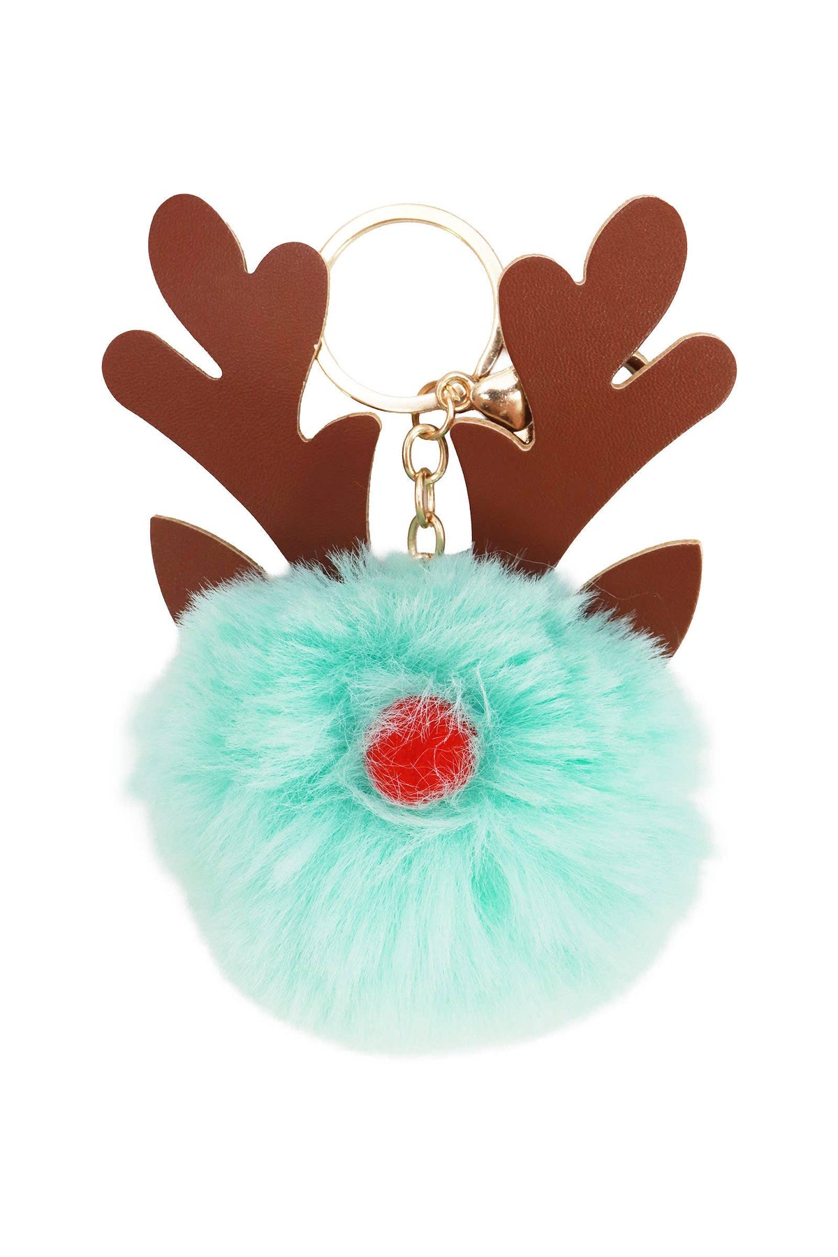 Christmas Reindeer Nose Fuzzy Pom Pom Key Chain