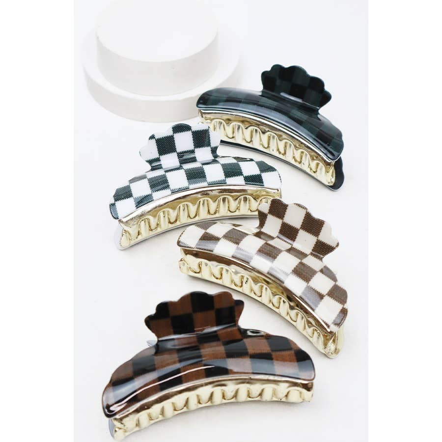 Checker Printed Hair Clip