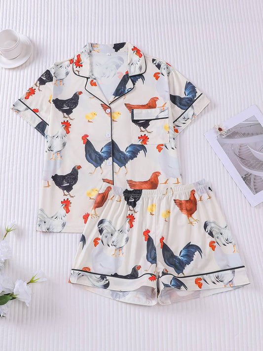 Summer cluckin Pajama short Set