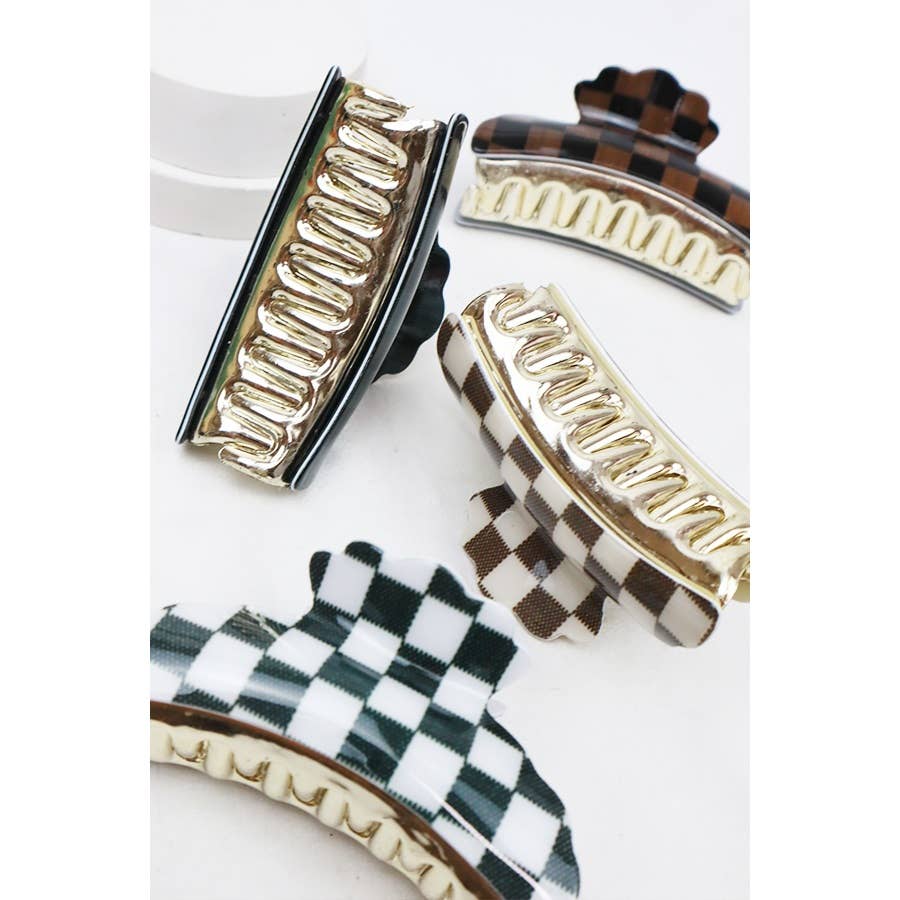 Checker Printed Hair Clip