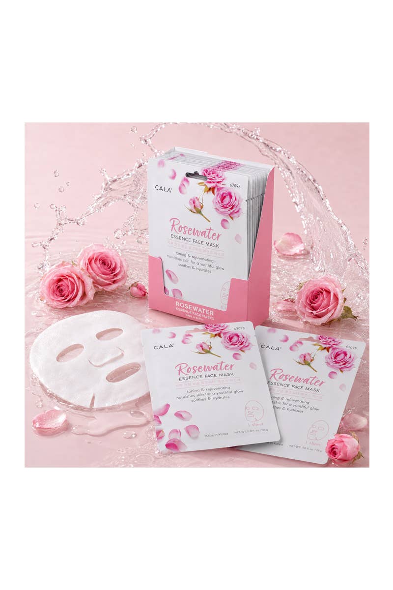 CALA 67095 Rosewater Hydrating Facial Mask Sheet - 12pcs
